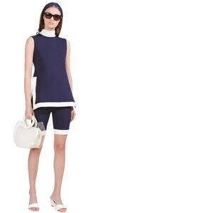 Staud EUC Navy and White Colorblock Pete Top